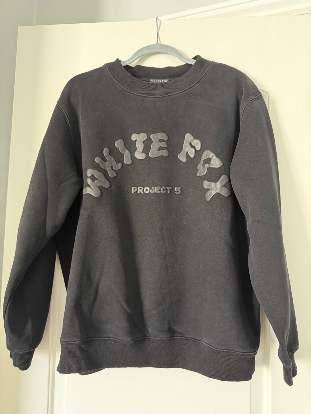 White Fox Boutique Black 'White Fox Project 5' Puff Logo Sweatshirt
